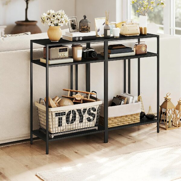 DecHome Consolle Ingresso Design Industriale con 3 Ripiani in Acciaio Dimensioni 55x30x85 cm colore Nero