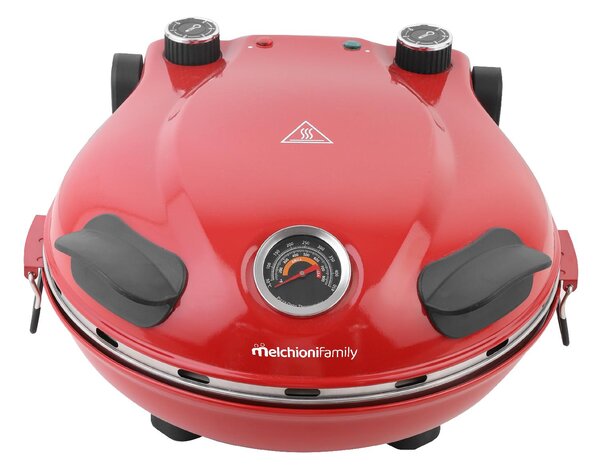 Melchioni Forno Pizza Elettrico Potenza 1300 Watt con Termometro e Doppia Resistenza colore Rosso - 118380029 BELLANAPOLI PLUS
