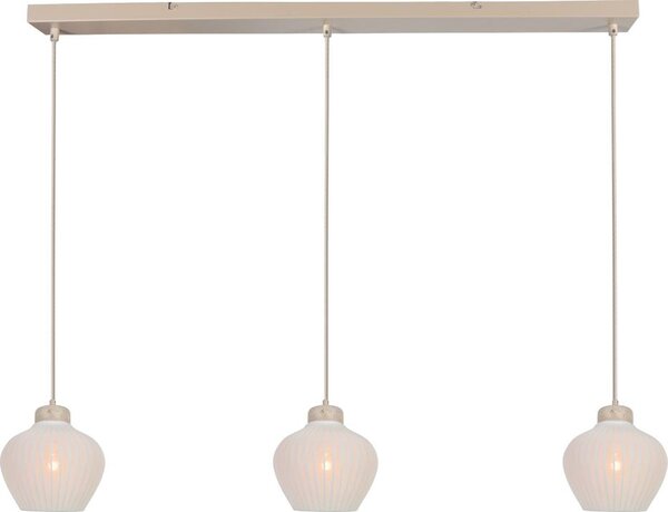 Anne Lighting - lampada a sospensione - Travino - crema - lino metallo pietra - grande lampada da tavolo da pranzo - E27 - 4599CR