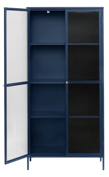 Vetrina in metallo blu scuro 90x190 cm Bronco - Unique Furniture
