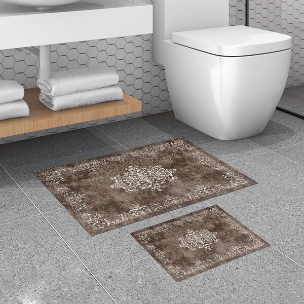 Set di tappetini per il bagno marroni 2 pz 60x100 cm – Foutastic