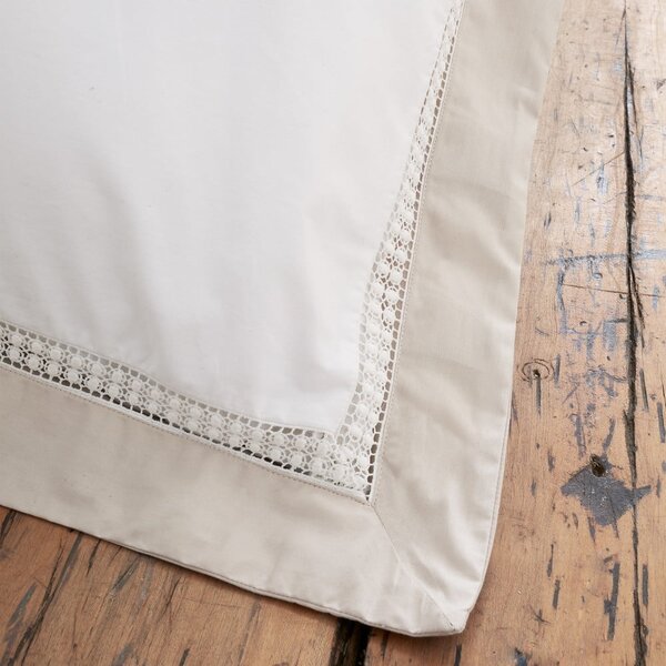 Biancheria da letto singola in cotone bianco 135x200 cm Oxford Lace - Bianca
