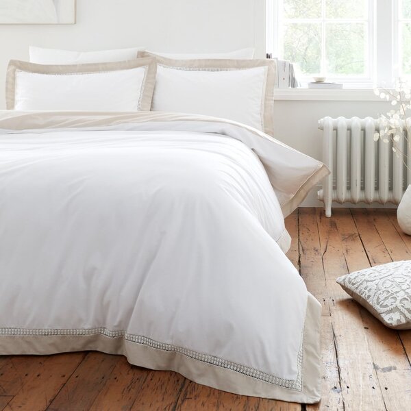 Biancheria da letto singola in cotone bianco 135x200 cm Oxford Lace - Bianca