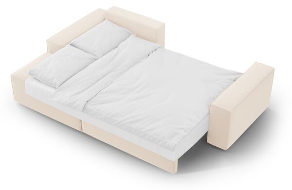 Divano angolare beige allungabile/con contenitore (con penisola a sinistra/con chaise lounge) con rivestimento in velluto Jodie – Micadoni