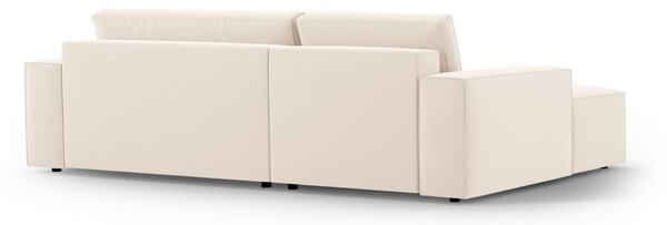 Divano angolare beige allungabile/con contenitore (con penisola a sinistra/con chaise lounge) con rivestimento in velluto Jodie – Micadoni