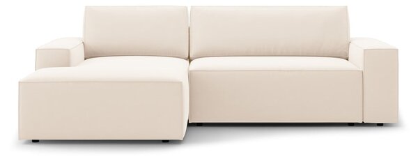 Divano angolare beige allungabile/con contenitore (con penisola a sinistra/con chaise lounge) con rivestimento in velluto Jodie – Micadoni