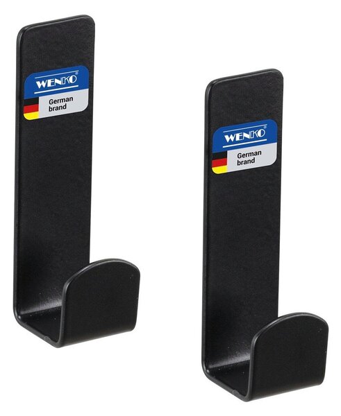Set di ganci senza foratura neri in acciaio inox 2 pz Lizan – Wenko