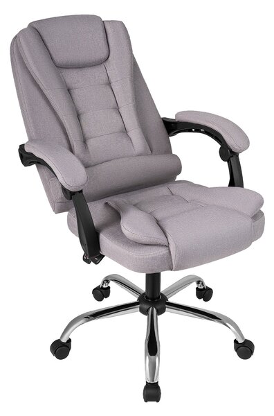 Costway Sedia da ufficio ergonomica rivestita in pelle pvc, Sedia da ufficio ergonomica rivestita in tessuto di lino Grigio