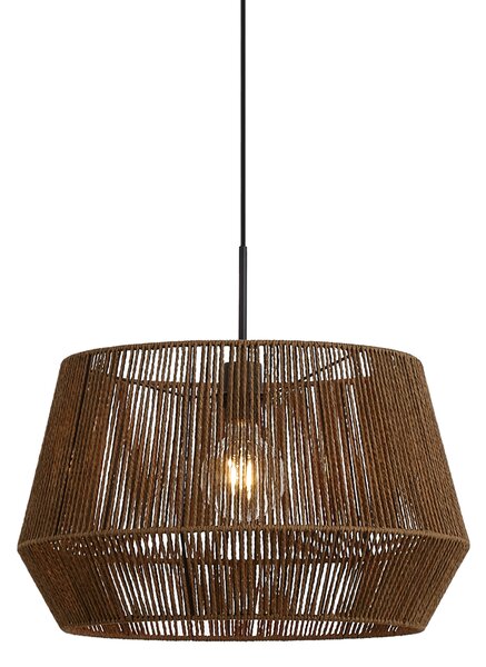 Hanglamp zwart met bruine papieren touw kap 50/50/30 - Combi 1