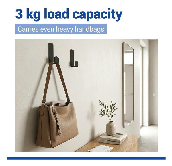 Set di ganci senza foratura neri in acciaio inox 2 pz Lizan – Wenko