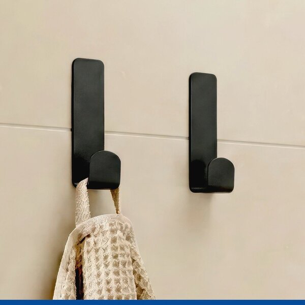 Set di ganci senza foratura neri in acciaio inox 2 pz Lizan – Wenko