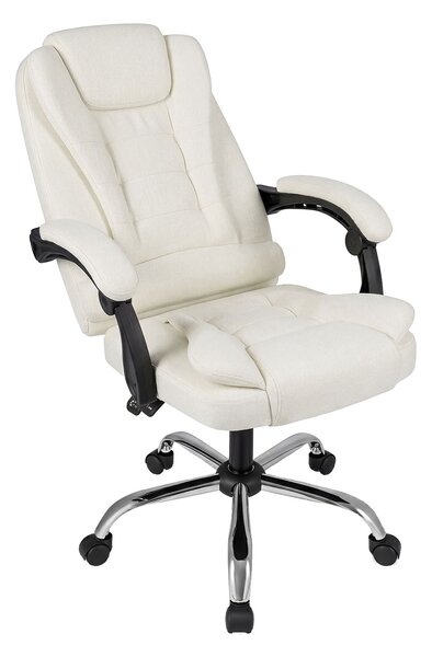 Costway Sedia da ufficio ergonomica rivestita in pelle pvc, Sedia da ufficio ergonomica rivestita in tessuto di lino Beige