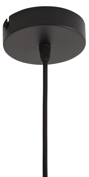 Hanglamp zwart met beige papieren touw kap 50/50/25 - Combi 1