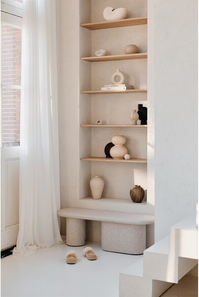 Panchina beige in imbottito con rivestimento in lana Rull – noo.ma