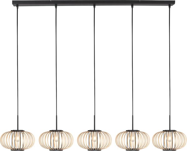Mexlite - lampada a sospensione - HaloSwap - naturale nero - bambù - grande lampada da tavolo da pranzo - E27 - 4529ZW