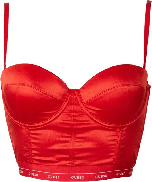 Corpetto donna GUESS imbottito con ferretto e lacci removibili elastico a vista con logo articolo O0BC08KA5I0, 34B US/UK 34B - EUR75B - IT3B - FR 90B, Poliestere 90%,Spandex 10%
