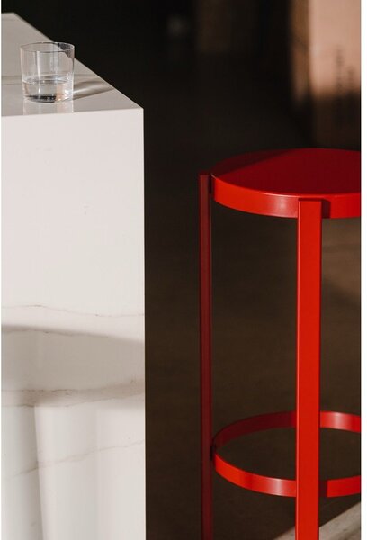 Sedia da bar rossa in acciaio (altezza della seduta 75 cm) Doon – noo.ma