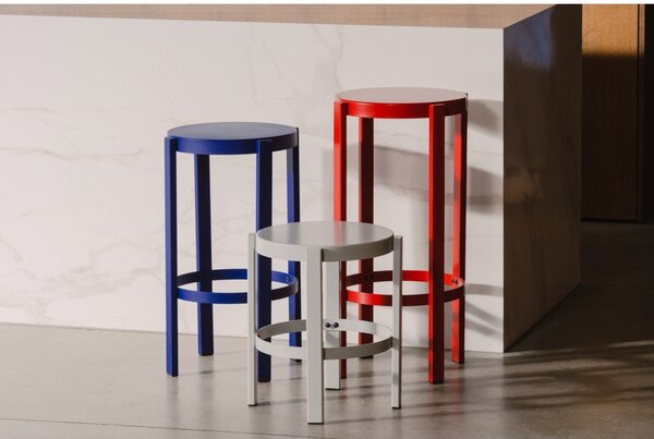 Sedia da bar rossa in acciaio (altezza della seduta 75 cm) Doon – noo.ma