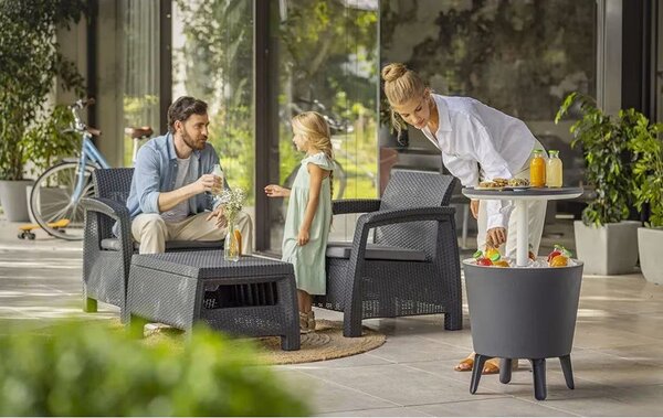 Tavolo da giardino rotondo in plastica con vaschetta per il ghiaccio ø 49,5 cm Cool - Keter