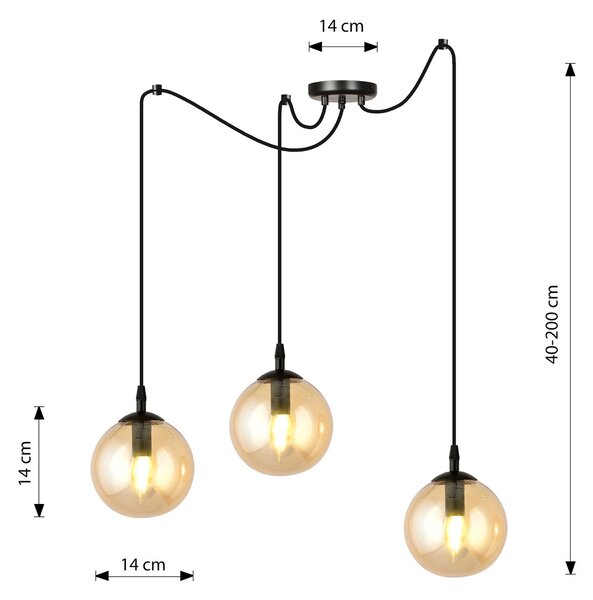 Lampadario a sospensione GIGI 3 BLACK MIODOWY