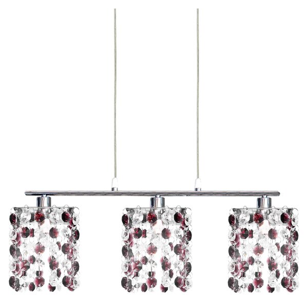 Lampada a sospensione sopra il tavolo da pranzo CLASSIC - 3xG9, 40W, cromata / bordeaux