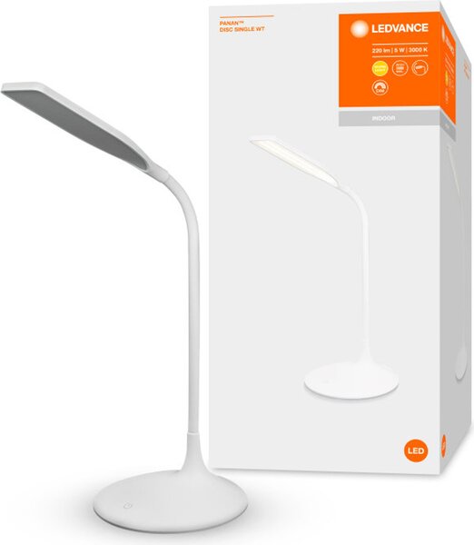 Lampa de masa portabila LED LEDVANCE Panan Disc Single, 5W, 3000K, 220 lm, IP20, alb