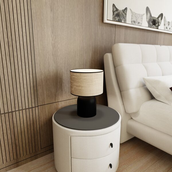 Lampada ASPEN LN1 BLACK RATTAN E27 da Tavolo Scrivania e Comodino