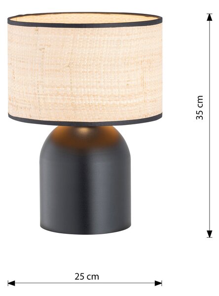 Lampada ASPEN LN1 BLACK RATTAN E27 da Tavolo Scrivania e Comodino