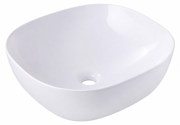 Relaxdays, lavabo da appoggio, dimensioni: 14x42x42 cm, senza foro per rubinetto, senza troppofilo, in Vetroceramica, con effetto lotus, colore bianco