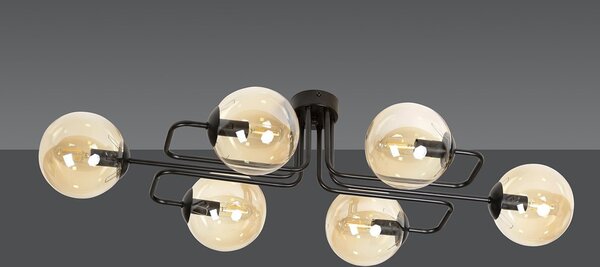 Lampadario da soffitto BRENDI 6 in acciaio e vetro 6xE14