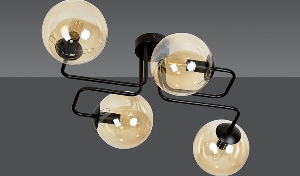 Lampadario da Soffitto BRENDI 4 in acciaio e vetro 4xE14
