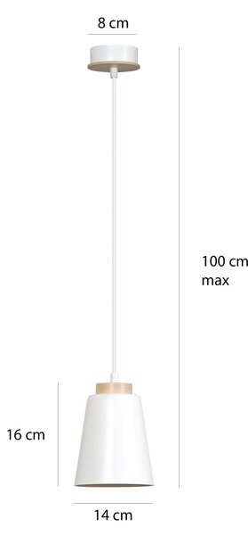 Lampadario a Sospensione in Acciaio e Legno BOLERO White