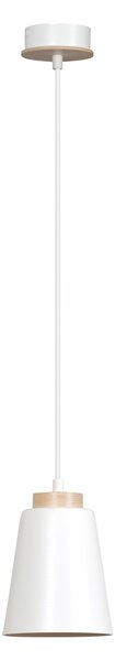 Lampadario a Sospensione in Acciaio e Legno BOLERO White