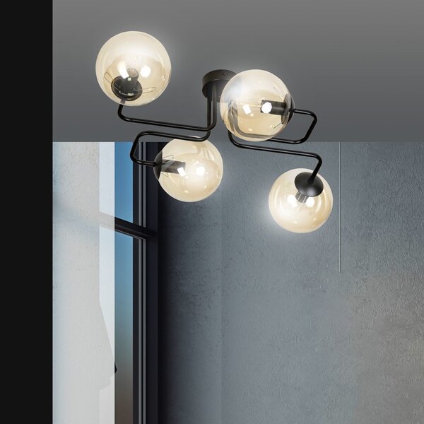 Lampadario da Soffitto BRENDI 4 in acciaio e vetro 4xE14