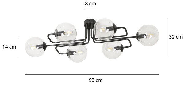 Lampadario da soffitto BRENDI 6 in acciaio e vetro 6xE14