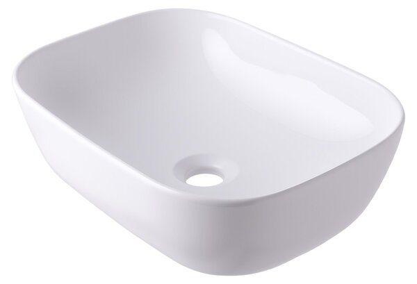 Lavabo da appoggio Relaxdays, altezza x larghezza x profondità: 14x46x32 cm, senza foro per rubinetto, senza troppofilo, in Vetroceramica, con effetto lotus, lavabo, bianco