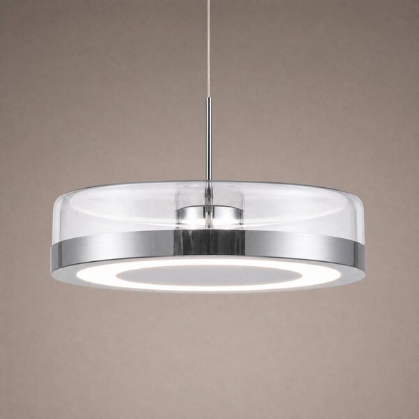 Lucande Lampada a sospensione in vetro La Latta, dimmerabile, Cromo / Argento, Vetro, Design, Lampada a sospensione