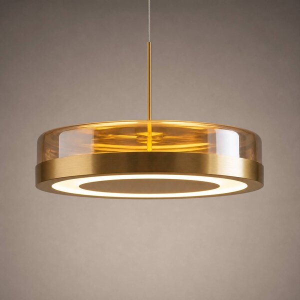 Lucande Lampada a sospensione in vetro La Latta, dimmerabile, Ottone / Oro, Vetro, Design, Lampada a sospensione