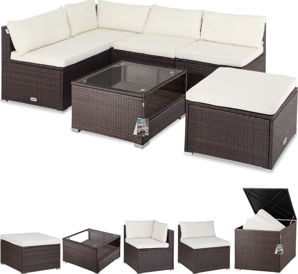 CASARIA® Lounge Tavolo da Giardino Set Polyrattan Mobili da Esterno Inclusi Cuscini 318L Gruppo di Seduta Terrazza Balcone Salottino Outdoor