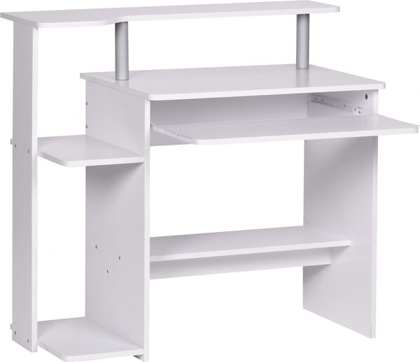 Scrivania per computer Wohnling Dennis bianco con ampio spazio per gli scaffali; WL1.153