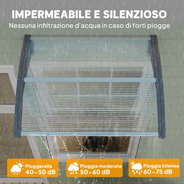 Outsunny Tettoia in Policarbonato Anti-UV da Esterno per Porte e Finestre, 100x80cm|Aosom