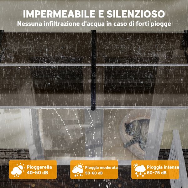 Outsunny Pensilina da Esterno per Finestre e Porte, in Policarbonato e Alluminio, 200x100x26cm - Marrone|Aosom