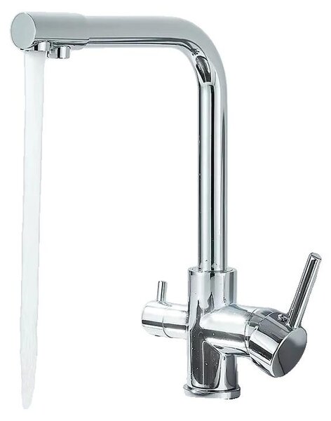 Rubinetto da cucina, con beccuccio girevole, per acqua calda e fredda, finitura cromata