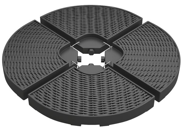 Outsunny Base per Ombrellone a Braccio in HDPE, Set di 4 Pezzi di 1.6kg Ciascuno, Riempibili con Acqua o Sabbia, Ø100x8cm | Aosom
