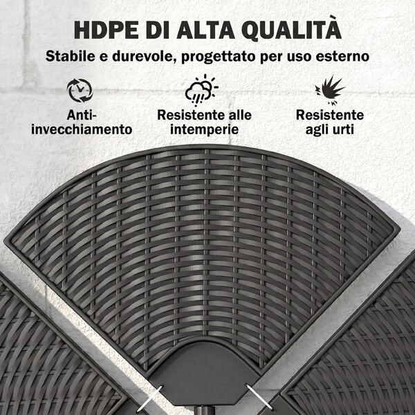 Outsunny Base per Ombrellone a Braccio in HDPE, Set di 4 Pezzi di 1.6kg Ciascuno, Riempibili con Acqua o Sabbia, Ø100x8cm | Aosom