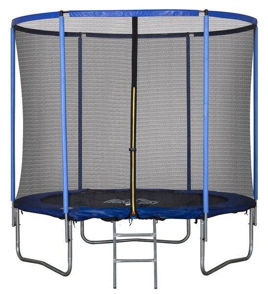 HOMCOM Tappeto Elastico per Bambini e Adulti con Rete e Bordo Imbottito, Giochi da Giardino e Casa Φ244x240cm Blu e Nero|Aosom