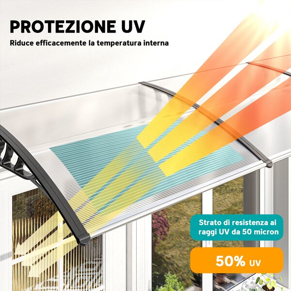 Outsunny Tenda da Sole Curva con Viti e Bulloni Inclusi, in Policarbonato, PP e Alluminio, 122x89x24 cm|Aosom