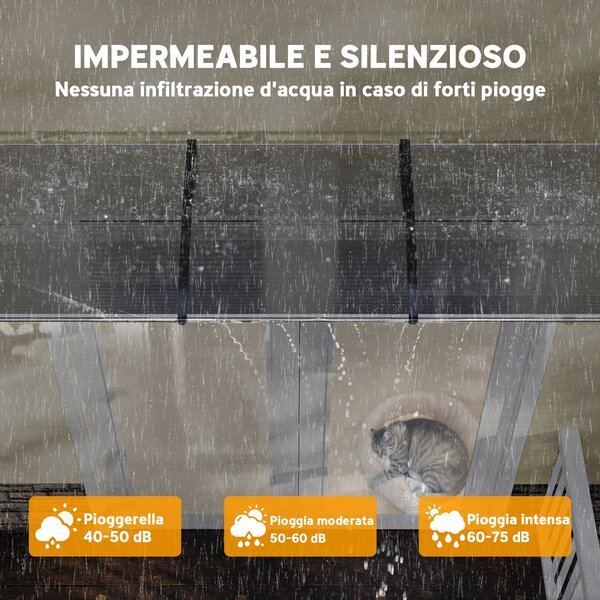 Outsunny Tenda da Sole Curva con Viti e Bulloni Inclusi, in Policarbonato, PP e Alluminio, 122x89x24 cm|Aosom
