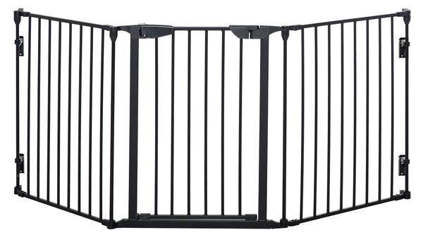 PawHut Recinto per Cani Pieghevole in Metallo per Piccole e Medie Taglie con 3 Pannelli 180x3x74.5cm Facile da Montare e Trasportare Colore Nero|Aosom