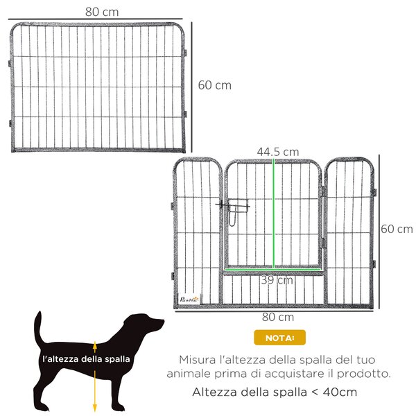 PawHut Recinto per Cani e Cuccioli con 16 Pannelli Modulabili e 2 Ingressi, 80x1.5x60cm|Aosom